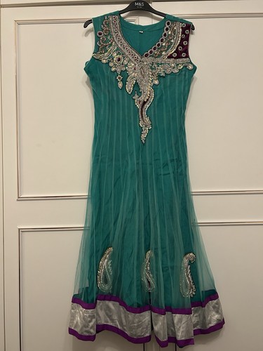 Green sleeveless indian dress - sleeveless,