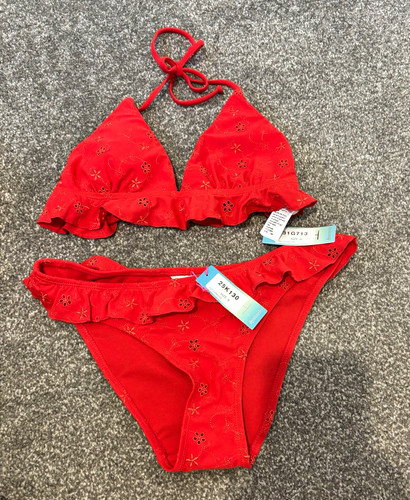 Accessorize red floral eyelet - red,