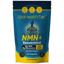 BioHealthTec NMN 15000mg & Resveratrol 18000mg (99%+) Anti-Aging NAD+ (60 caps)