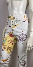 House Of Sunny High Waist 3/4 Length Sailor Theme White Stunning Trousers