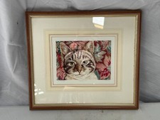 VINTAGE TAPESTRY CAT - SIGNED LIMITED EDITION PRINT ANN BLOCKLEY CUTE PICTURE