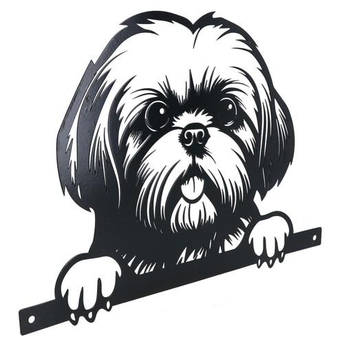 Black metal peeking shih tzu - black,