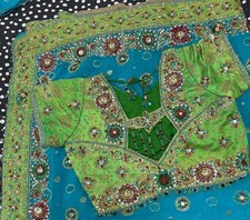 Indian Sari, Turquoise blue &