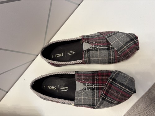 Toms gray red - toms, slip-on