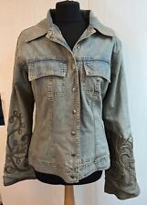 Legatte Jeans Designer Denim Embellished Sleeves Blazer UK14