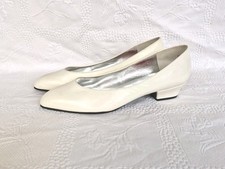 Charles Jourdan 1921 Women White Leather Kitten Heel Pumps Shoes~UK 6.5B/US 8.5