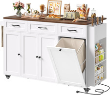 Kitchen Island with Trash Bin