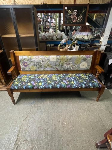 Antique pine settle bench - antique,