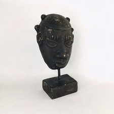 VINTAGE AFRICAN ART MASK SCULPTURE IVORY COAST MOUNTED EB19JH