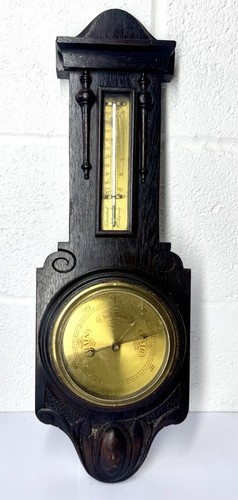 Antique oak aneroid - oak, barometer
