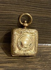 Unusual Brass Square Half Sovereign Coin Holder Case Ribbon Bow Design C.1910