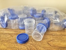 40x Sample Bottles Urine Specimen Containers Clear Plastic Pots 40ml Screw Lid