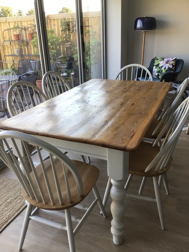Pine dining table with vintage