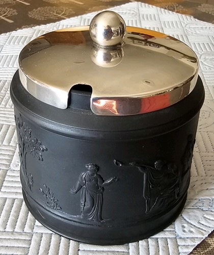 Wedgwood black jasperware jam - black,