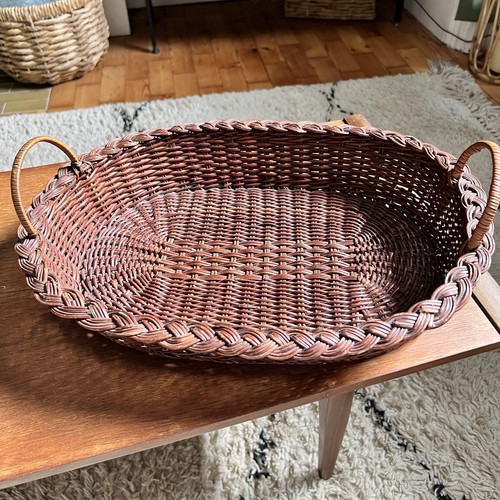 Vintage brown wicker oval - vintage,