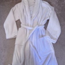 Marks and Spencer Long Dressing Gown White Size 16-18 Very Soft with Pockets