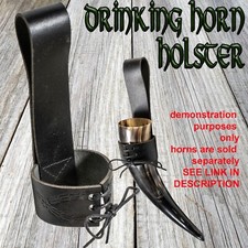 Drinking Horn Leather Belt Holster Biker Viking Norse Pagan Medieval Larping
