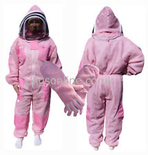 Bee Keeping Suit & Gloves PINK 3 Layer VENTILATED Apiary Safety Protection 🐝