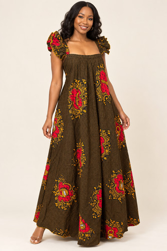 African print long circle - print,