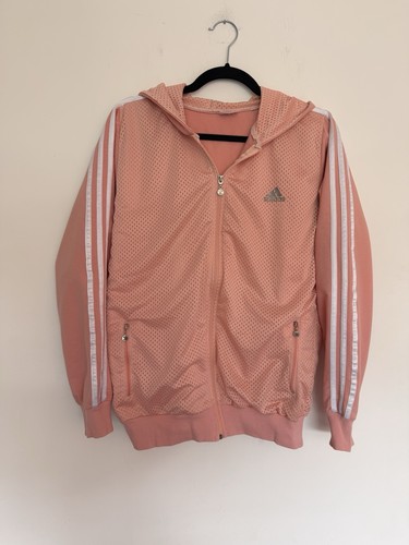 Pink mesh adidas tracksuit zip - mesh,