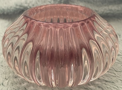 Pink ribbed glass - glass, candle