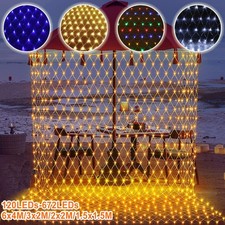 6x4M LED Net String Fairy Lights Mesh Curtain Outdoor Christmas Garden Decor UK