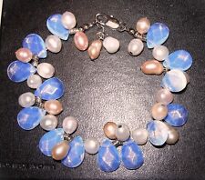 BUTLER & WILSON **AMAZING** OPALINE CULTURED FRESHWATER PEARL CHARM BRACELET QVC
