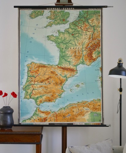 Vintage school wall map - school,