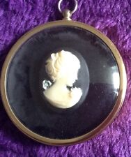 Miniature Cameo In Round Frame By Peter Bates, Vintage.