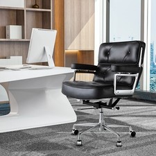 Black Genuine Leather Armchair