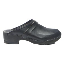 Mens Black Leather Clog