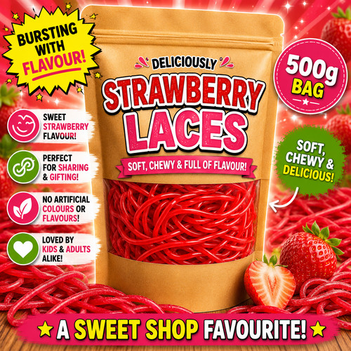 500g strawberry laces - |, &
