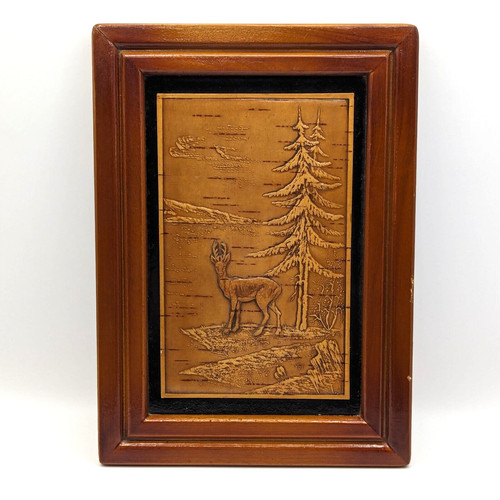 Deer wood carving wall art - wood,