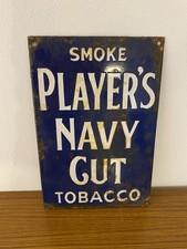Enamel Sign Smoke Players Navy