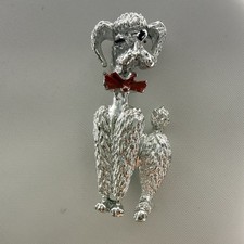 Vintage Poodle Brooch Silver