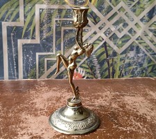Antique Mini Small Salesmans Art Deco Nude Dancing Lady Nude Candlestick votive
