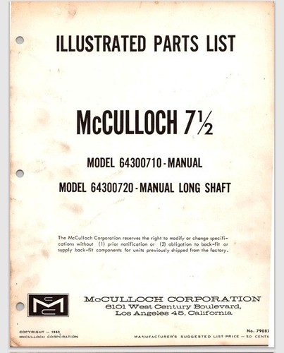 Scott mcculloch hp - mcculloch, 7.5