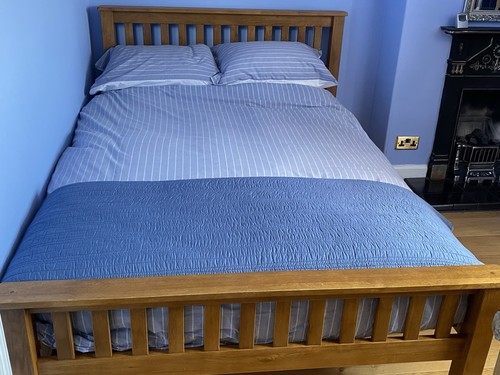 Solid oak double bed - oak, with