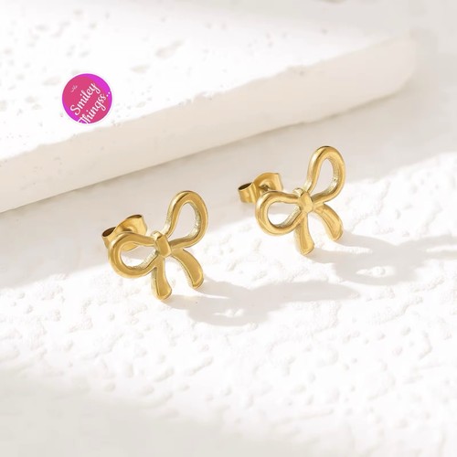 14k gold plated bow earrings - plated,