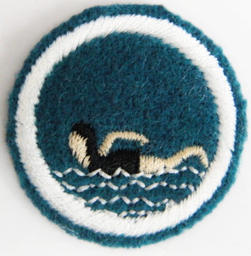 Swimming girl embroidered - swimming,