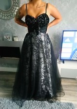 Black And Silver Evening Prom Dress Ballgown  Size 8 worn once for prom. 