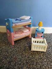 Wooden Dolls Furniture Bunkbeds Table Lamp & Cot Doll House Furniture 