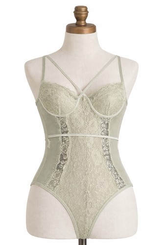 Sage green lace teddy bodysuit - teddy,