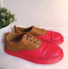 Mens Camper Runner Red & Tan Leather Lace Up Trainers Sneakers Size 40 UK 6 