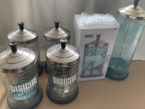 Disicide barbicide jars 6 - barbicide, x