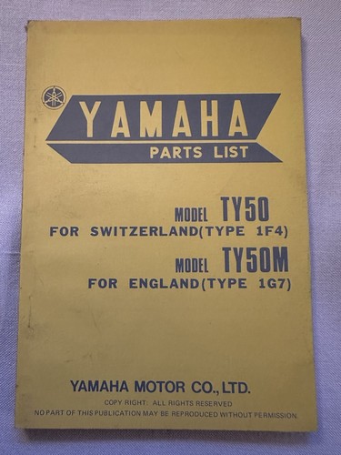 Yamaha parts list ty50 - list, type