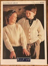 Hayfield Aran  Pattern # 00540 Child’s Sweater & Cardigan 51-76cm