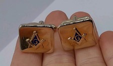 Pair Of Vintage Gold Plated Gents Masonic Cufflinks - Masons Symbol Freemasons