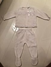 ZIP ZAP WHITE KNITTED BABY OUTFIT JUMPER & TROUSERS WITH FEET- 1 MTH