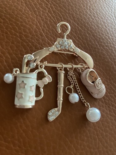 Golf brooch rose - golf, tone